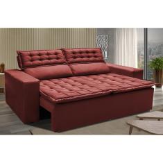 Sofá Retrátil E Reclinável Cama Inbox Slim 1,50m Tecido Suede Velusoft Vermelho