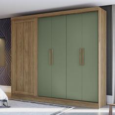 Guarda Roupa 5 Portas 4 Gavetas Kappesberg Nogueira/Verde Oliva
