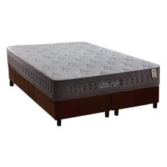 Cama Box Queen: Colchão Molas Anjos Masterpocket Ensacadas New King + Base Crc Suede Marrom(158x198)