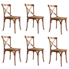 Kit 6 Cadeiras Katrina Cobre Assento Corano Bege New Green - Aço - Branco