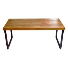 Mesa Industrial Bernardo Madeira Maciça C- Ferragem Preta 1,50m Marrom