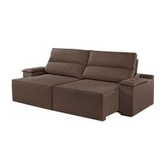 Sofá 4 Lugares Retrátil E Reclinável Martins M-180 Veludo Marrom