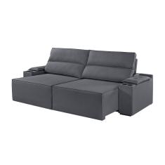 Sofá 5 Lugares Retrátil E Reclinável M-180 Martins Veludo Grafite