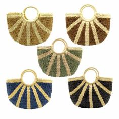 Bolsa Praia Feminina Palha Grande Design Sacola Meia Lua JC-20 - Kingl