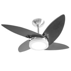 Ventilador Led Roma Alumínio Escovado 4 Pás Pretas 220V