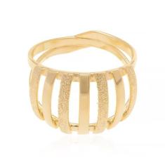 Anel Rommanel Banhado Ouro Maxi Vazado Com Filetes, 24