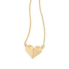 Colar Rommanel Banhado A Ouro 18K Pingente Coração Trabalhado 50 Cm 531786