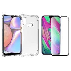 Kit Capinha Celular Antichoque Compatível Samsung Galaxy A10s + 2 Películas Vidro 3D Cobre Toda Tela