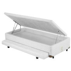Cama Box Baú Solteiro com Auxiliar Semi Ortopedico Poliester (088x188) - Branco