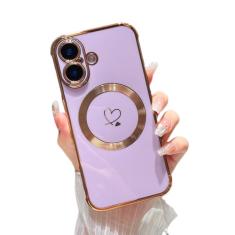 ZTOFERA Capa magnética para celular 16 Plus de 6,7 polegadas [compatível com MagSafe] Capa fofa com estampa de corações de amor com proteção para câmera, capa amortecedora de TPU macia à prova de