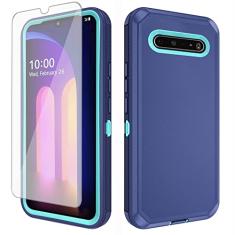 Asuwish Capa de telefone para LG V60 ThinQ V60ThinQ 5G G9 Thin Q com protetor de tela de vidro temperado e capa de celular híbrida, resistente, à prova de choque, rígida, acessórios de proteção LGV60