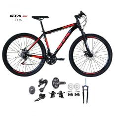 Bicicleta Aro 29 Gta Start Kit 2x9 Gta Sunrun Freio Disco K7 11/36 Pedivela 24/38d Garfo Trava - Preto/vermelho Tam.17