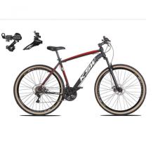Bicicleta Aro 29 Ksw Xlt Alumínio 24v Câmbios Shimano Garfo Suspensão Pneu Faixa Bege - Preto/vermelho/branco Tam.19