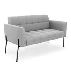 Sofá Namoradeira 2 Lugares Pé De Ferro Preto Elisa Suede Cinza D03 - D`rossi