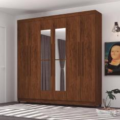 Guarda Roupa 6 Portas Com Espelho Audi Imbuia Rústico