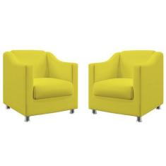 Kit 2 Poltronas Decorativa Ayla Suede Amarelo Aradecor
