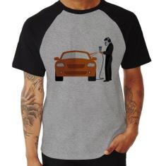 Camiseta Raglan Pintor Automotivo - Foca na Moda, Cinza, Preto, M