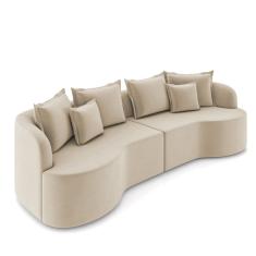 Sofá 3 Lugares Orgânico Living 210cm Mersa Veludo Bege K01 - D`Rossi