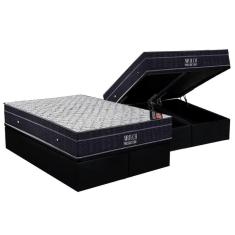 Cama Box Baú Queen: Colchão Molas Bonnel Ortobom Nanolastic Airtech Progressive+Base Black(158X198)