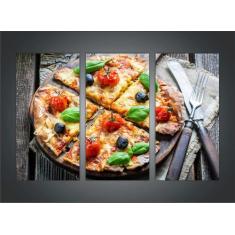Quadro Decorativo Pizza Pizzarias Restaurantes Gourmet Com 3 peças Com