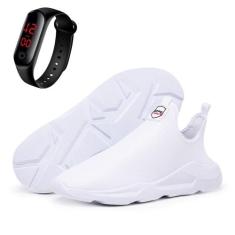 Kit Tenis Esportivo Calce Facil Masculino Academia Com Relogio Digital