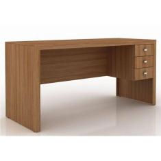Mesa Com 03 Gavetas Para Home Office Me4113 Amendoa - Tecno Mobili