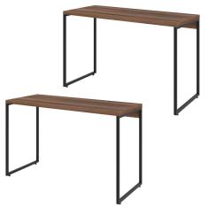 Kit 02 Mesas Escritório E Aspen 120Cm C01 Nogal