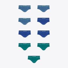 Kit 9 Cuecas Lupo Slip Fio Texturizado Sortidos 00624-003, Azul, Azul 