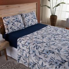 Lençol Solteiro Malha fio Penteado Algodão 3 Peças - Royal