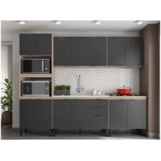 Cozinha Modulada Firenze FHR001 Avena Touch Grafito - Demóbile - Demob