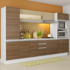 Cozinha Completa 100% MDF Madesa Smart 300 cm Modulada Com Armário, Balcão e Tampo