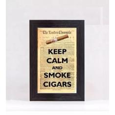 Quadro Porta Anílhas de Charutos Mini - Keep Calm Cigar