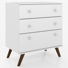 Cômoda com 3 Gavetas Retrô - Branco