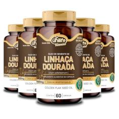 Kit 5 Óleo de semente de linhaça dourada 1000mg 60 cápsulas Unilife