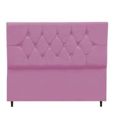 Cabeceira Estofada Cama Box King 195 Cm Geovana Suede Rosa