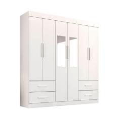 Guarda Roupa Com Espelho 6 Portas 4 Gavetas New Verona Sallêto Cor:branco