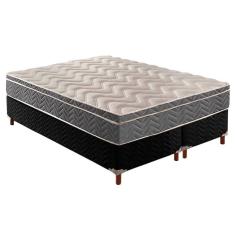 Cama Box Queen: Colchão Espuma D45 Paropas /EP Confort Mega Firme + Base CRC Suede Black(158x198)