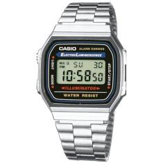 Relógio de Pulso Feminino Casio Prata Vintage Digital A168WA-1WDF
