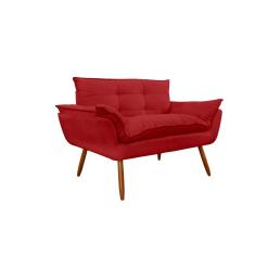 Namoradeira Decorativa para Sala de Estar Opala Suede Vermelho - Montanaris Decor
