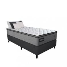 Cama Box Solteiro 88cm Molas Ensacadas Texas 2CEN Gazin, Preto/Grafite