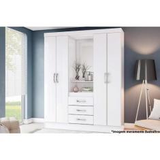 Guarda Roupa Casal 4 Portas e 3 Gavetas c/ 1 Espelho Briz B24 Branco -