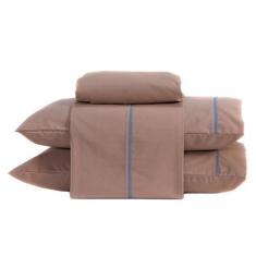 Jogo de Cama Milano Liso Queen 04 Peças - Percal 200 Fios c/ Viés - DO