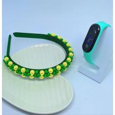 Kit Relógio Infantil Menina Digital Led Bracelete Silicone Prova água 