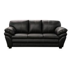 Sofá de Couro Gana 3 Lugares Preto Pigmentado - Mempra Design