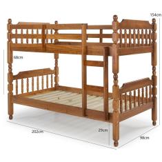 Conjunto Beliche Torneado Com Cama Auxiliar Em Madeira Maciça Mv  Mel