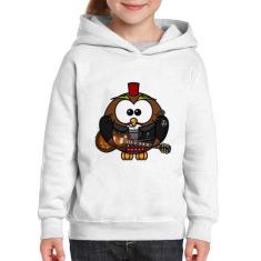 Moletom Infantil Coruja Rock Guitarra - Foca na Moda, Branco, 8