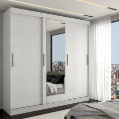 Guarda-Roupa Casal Kate 3 Portas 2 Gavetas com Espelho Branco - Panora