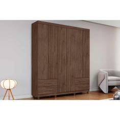 Guarda Roupa 6 Portas e 4 Gavetas c/ Pés Canadá Plus Cacau - Conquista