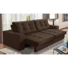 Sofá Retrátil e Reclinável 3 lugares 2,30m com Molas Marcela Suede Marrom Adonai Estofados