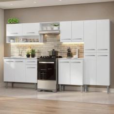 Armário de Cozinha Completa 293cm com Pia Emilly Madesa 09, Branco